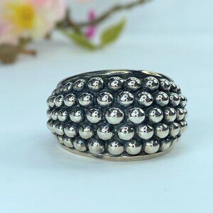 JR9635 Michael Dawkins Sterling Silver Beaded Bell Ring s9.5 18.3g